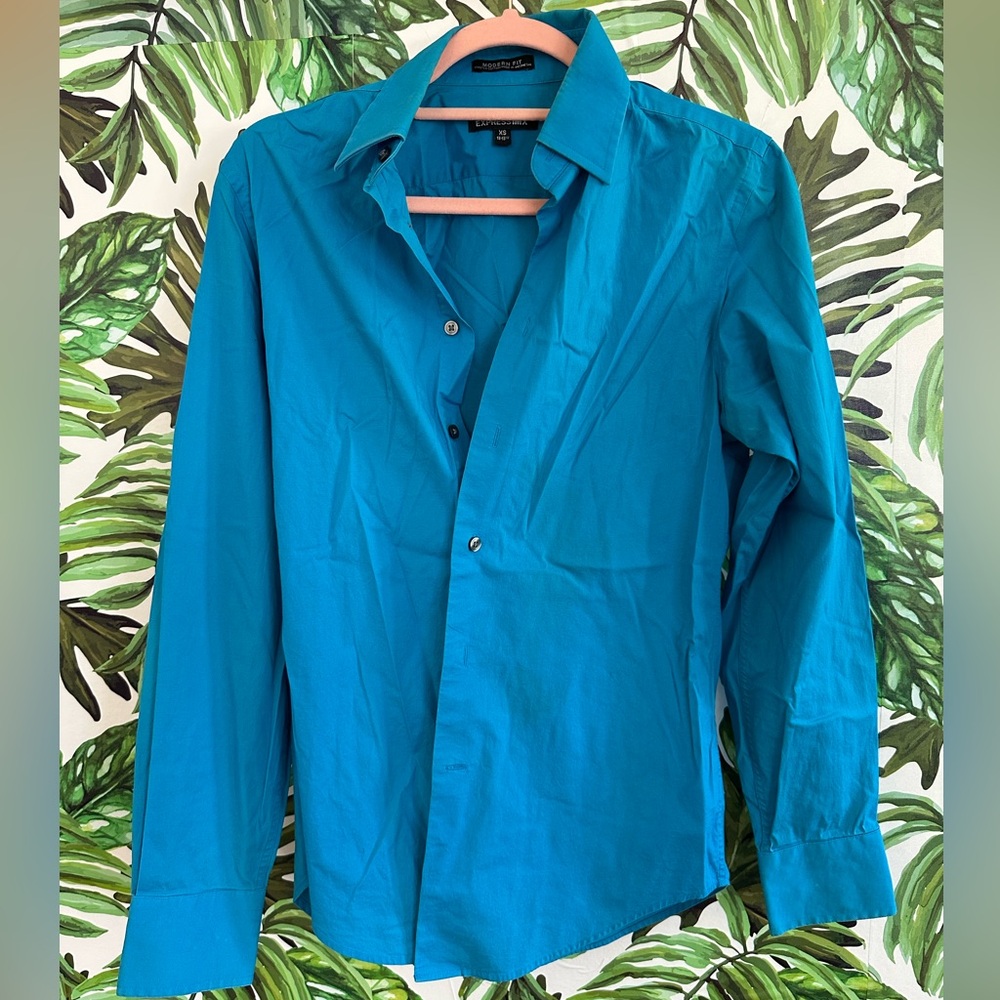 Express Men's Modern Fit Baby Blue Dress Shirt